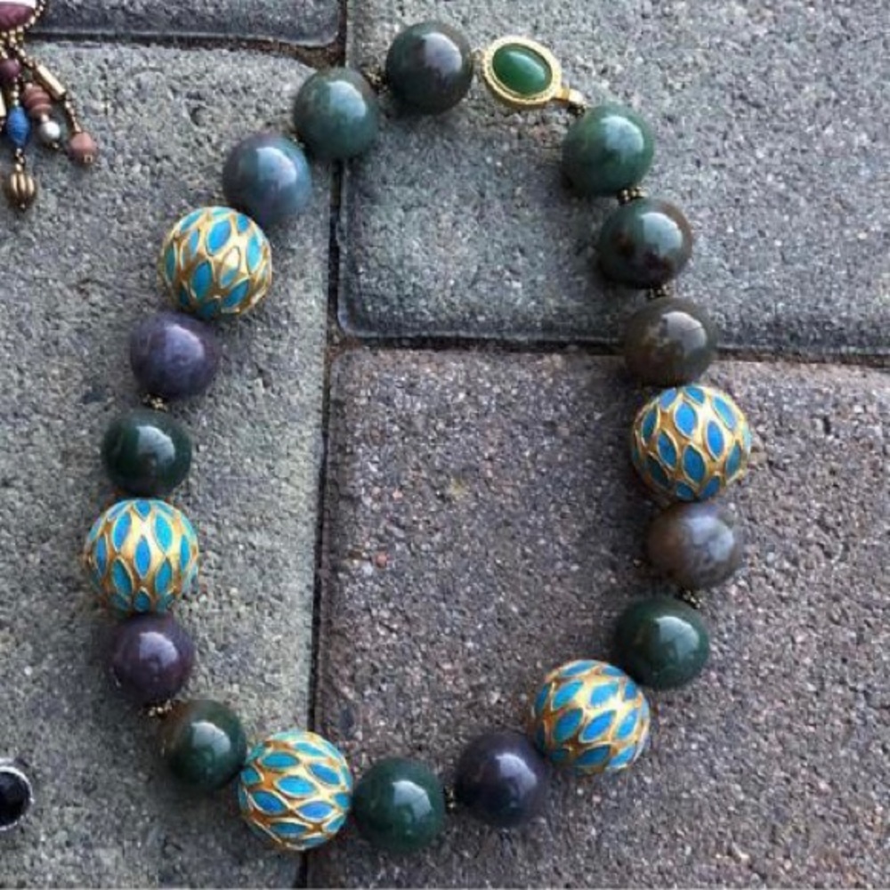 Vintage, Necklace, Large Circular Stone Beads